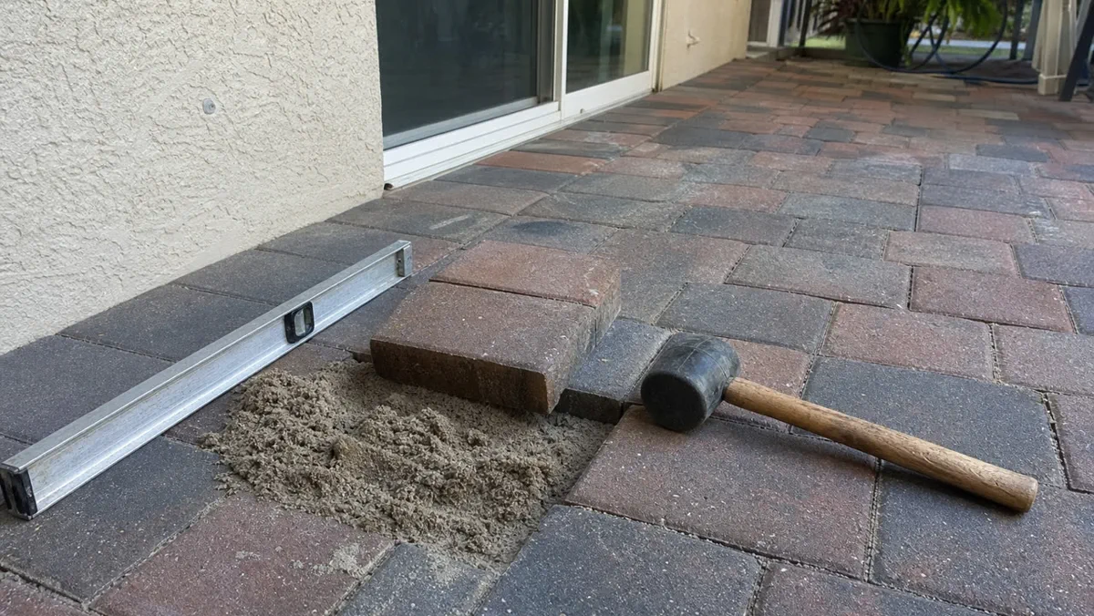 Paver joint sand and repair detail in Tampa Bay