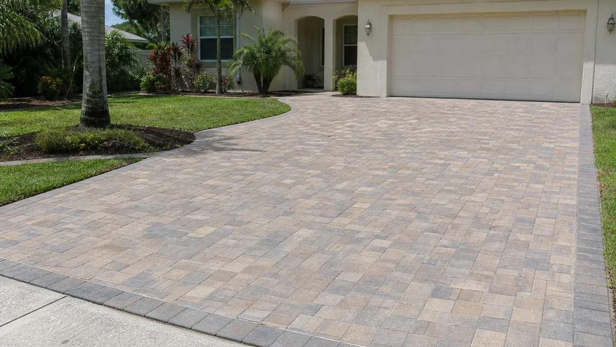 Finished driveway pavers at a Tampa Bay home